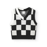 Gilet maglia quadri per ragazza