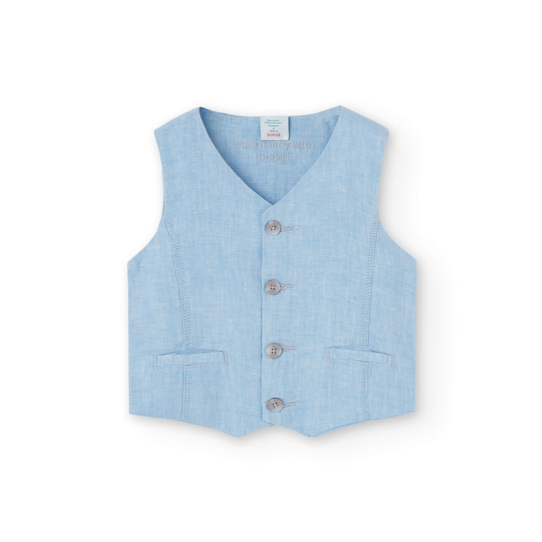 Gilet lino bicolore per ragazzo