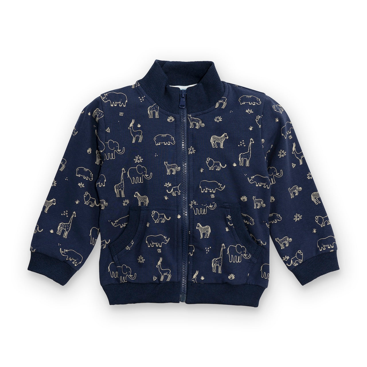 Felpa con zip e stampa Safari per bambino