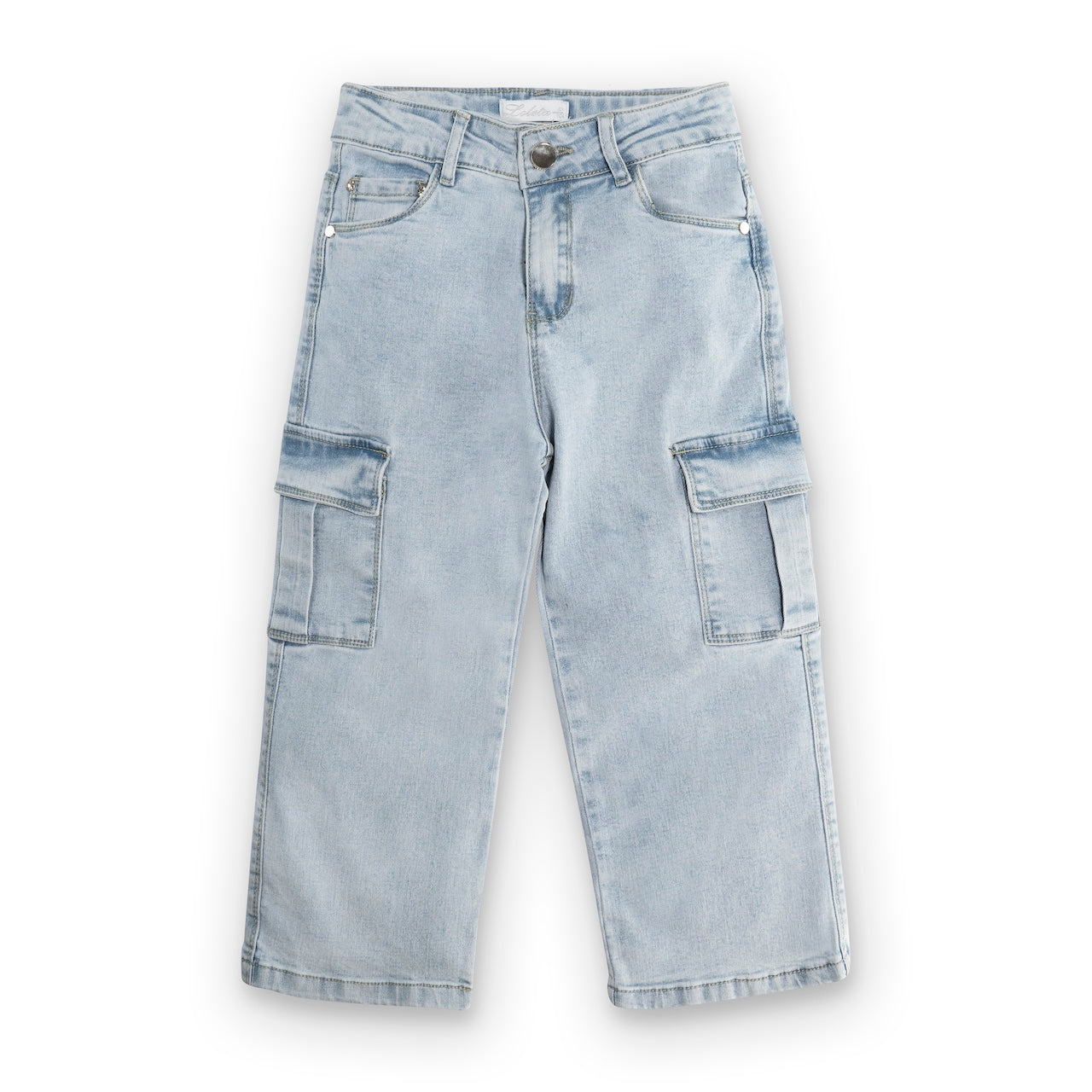 Jeans cargo per bambina con vita regolabile