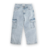 Jeans cargo per bambina con vita regolabile