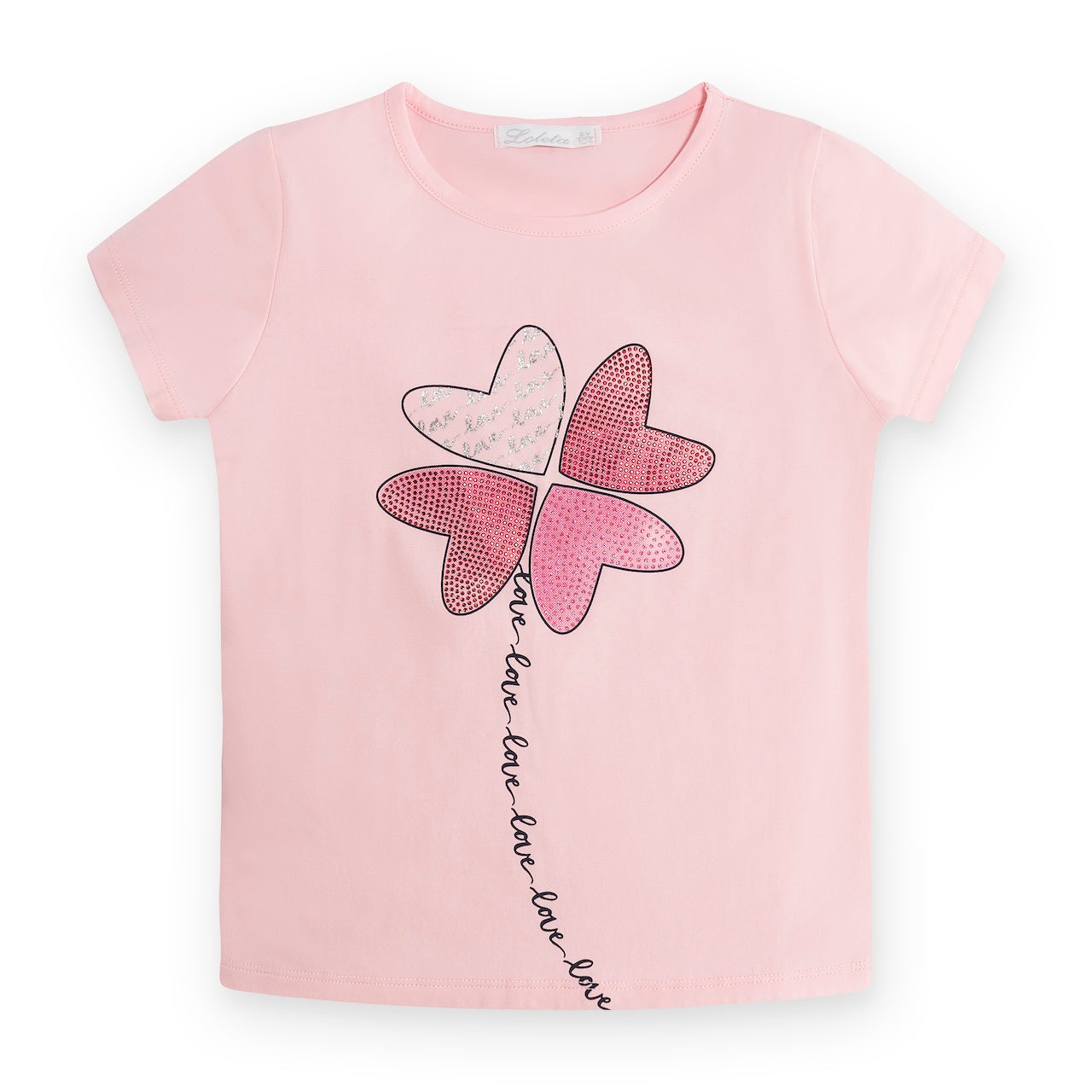 Maglietta in cotone con stampa a quadri per bambina