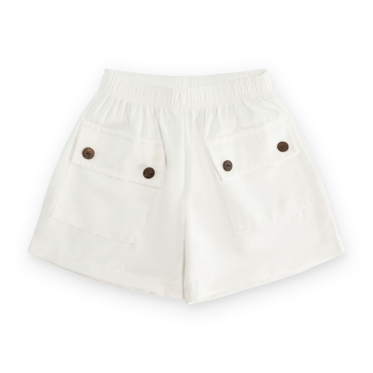 Pantaloni corti in cotone con tasche e vita elastica per bambina