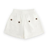 Pantaloni corti in cotone con tasche e vita elastica per bambina