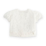 Maglia a maniche corte in pizzo per bambina
