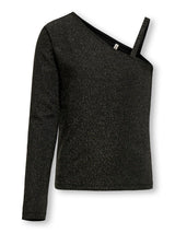 Top Monospalla Glitter Breda a Maniche Lunghe