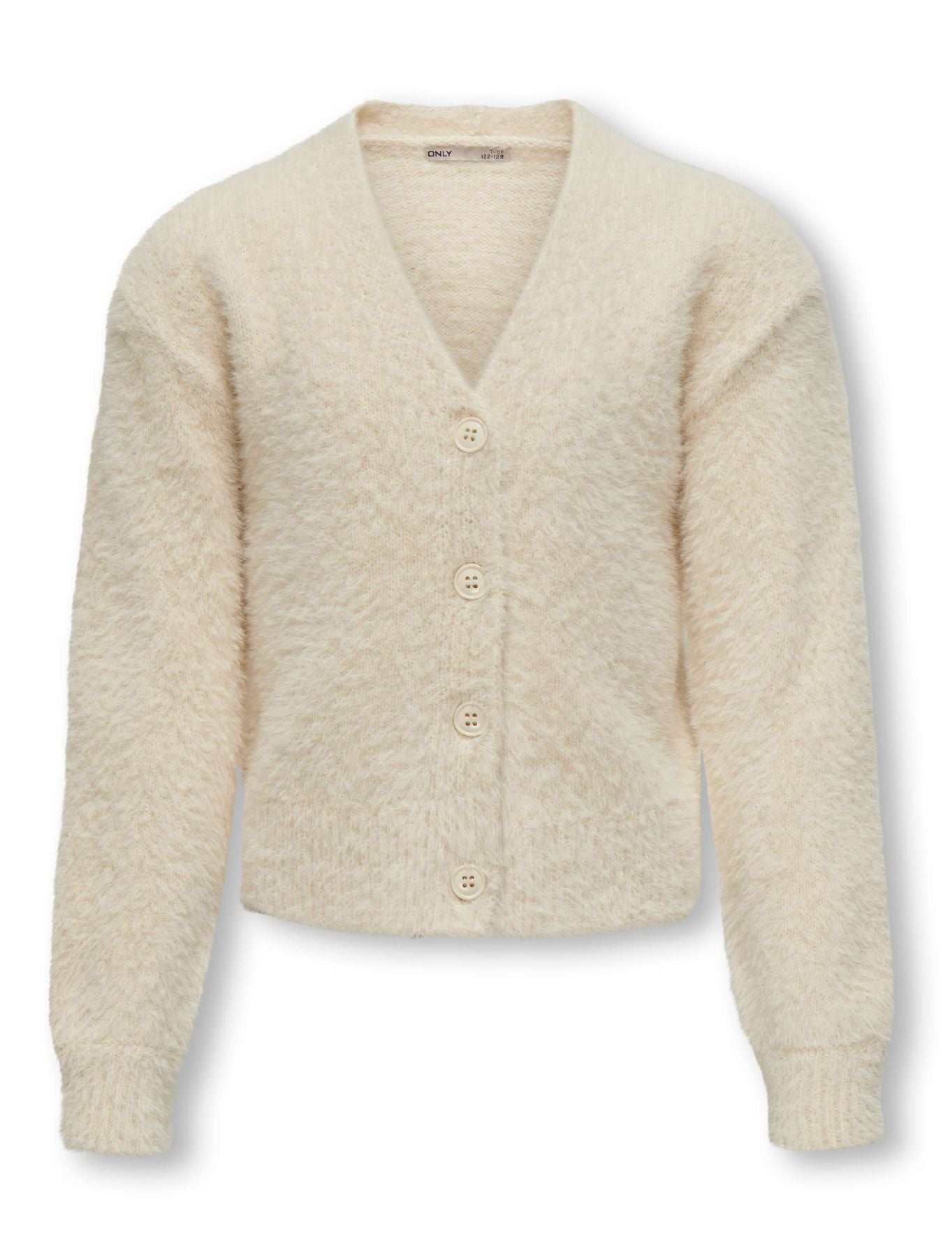 Cardigan Piumo con Bottoni e Scollo a V