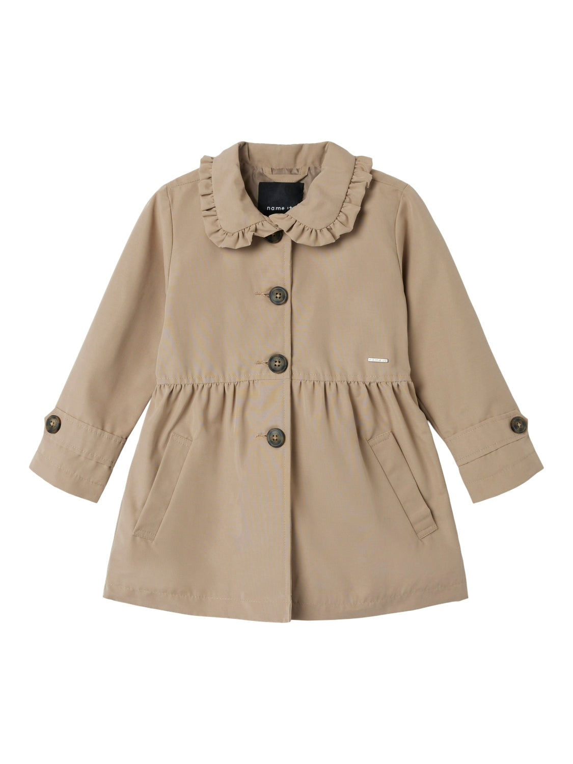 Trench Coat Madelin Junior con Dettaglio Volant e Tasche Frontali