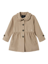Trench Coat Madelin Junior con Dettaglio Volant e Tasche Frontali