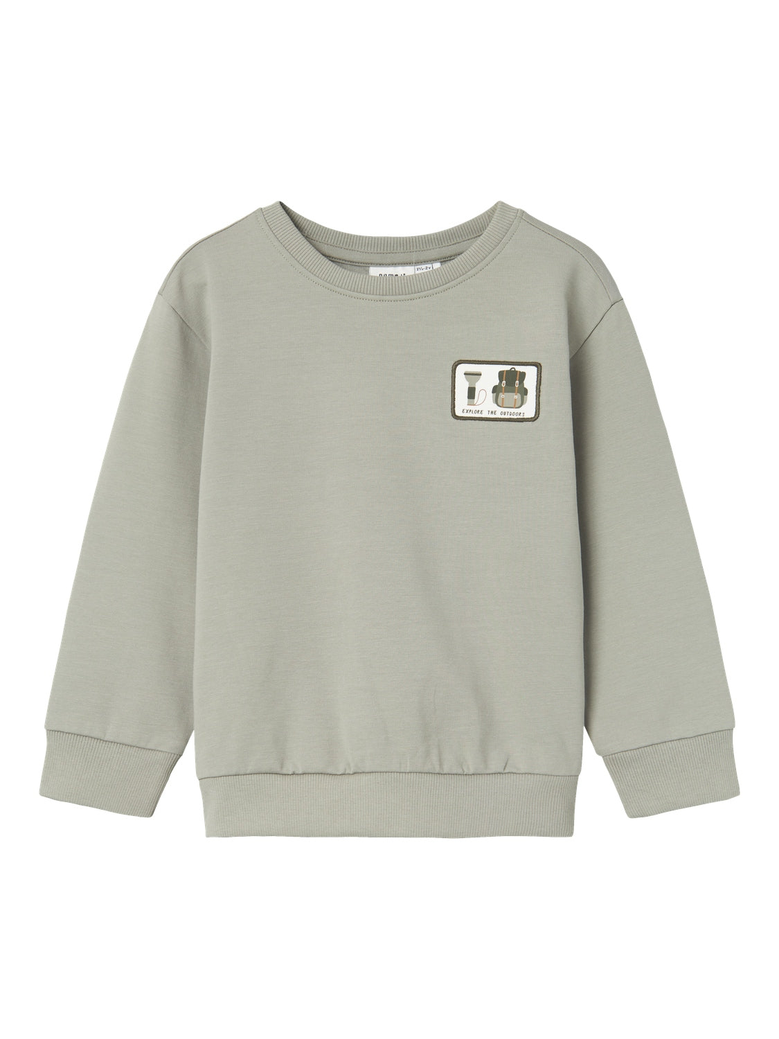 Felpa a Maniche Lunghe Fred Junior con Orlo a Coste e Dettaglio Ricamato