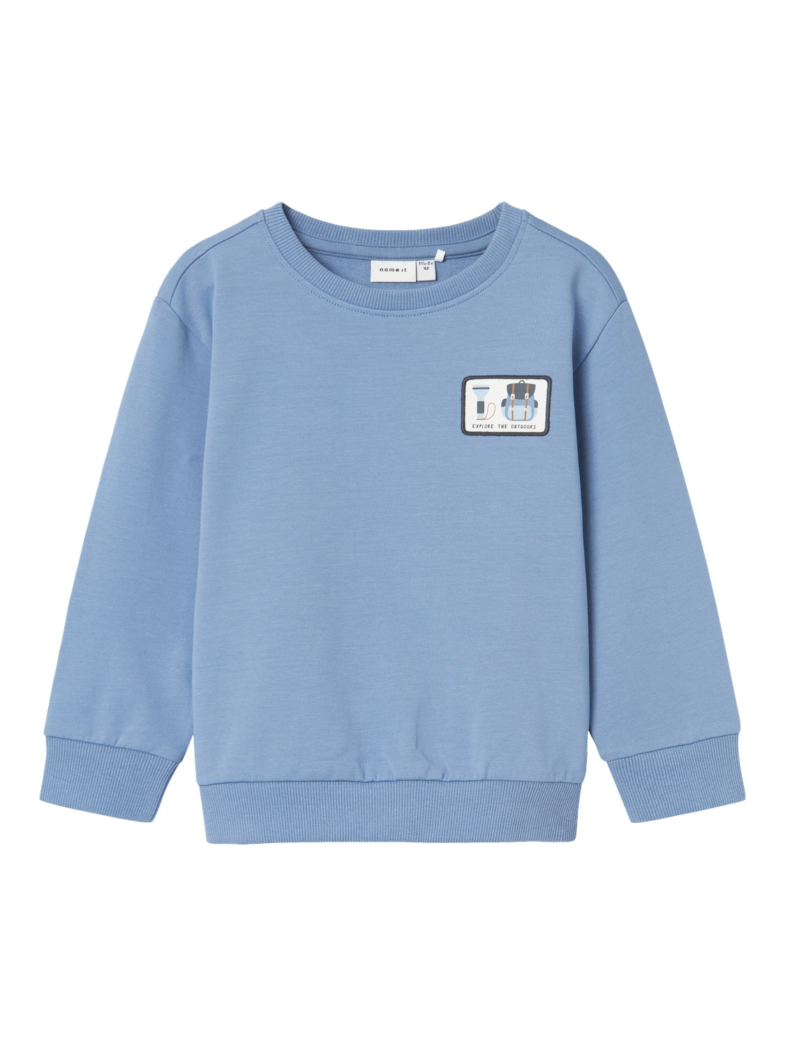 Felpa a Maniche Lunghe Fred Junior con Orlo a Coste e Dettaglio Ricamato