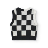 Gilet maglia quadri per ragazza