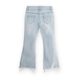Jeans Denim con vita regolabile e frange