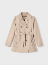 Trench Coat Madelin Junior con Dettaglio Volant e Tasche Frontali