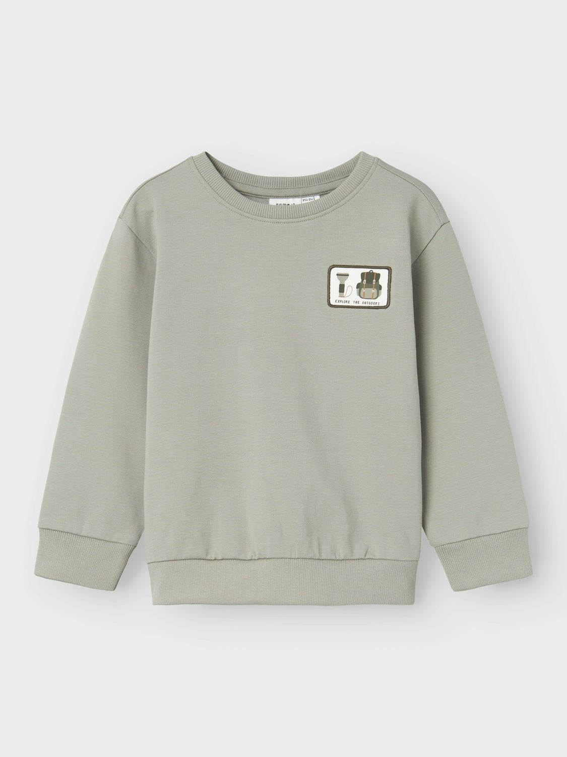 Felpa a Maniche Lunghe Fred Junior con Orlo a Coste e Dettaglio Ricamato