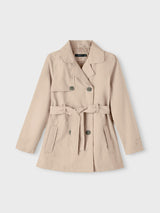 Trench Coat Madelin Junior con Dettaglio Volant e Tasche Frontali
