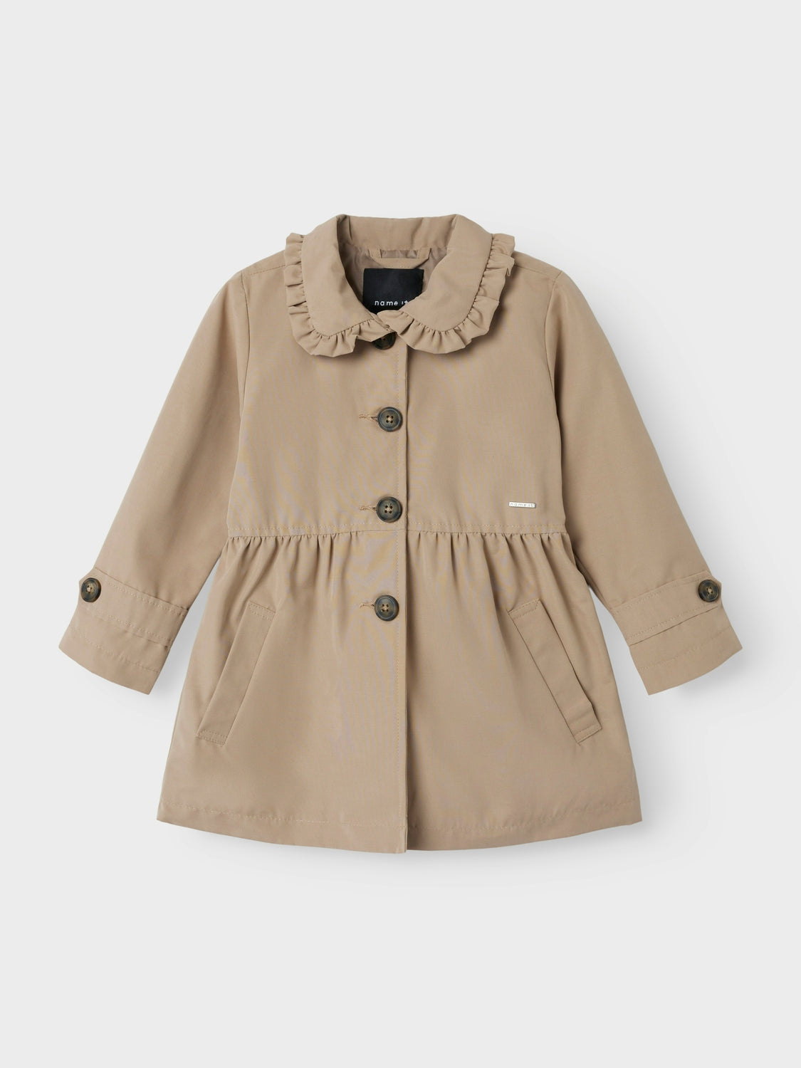 Trench Coat Madelin Junior con Dettaglio Volant e Tasche Frontali