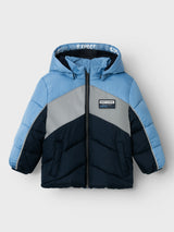 Giacca Puffer May Junior con Cappuccio Staccabile e Badge