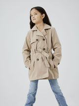 Trench Coat Madelin Junior con Dettaglio Volant e Tasche Frontali