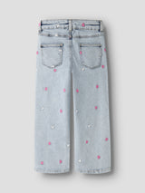 Jeans Wide Ricamati Rose Bambina Art. 13250733