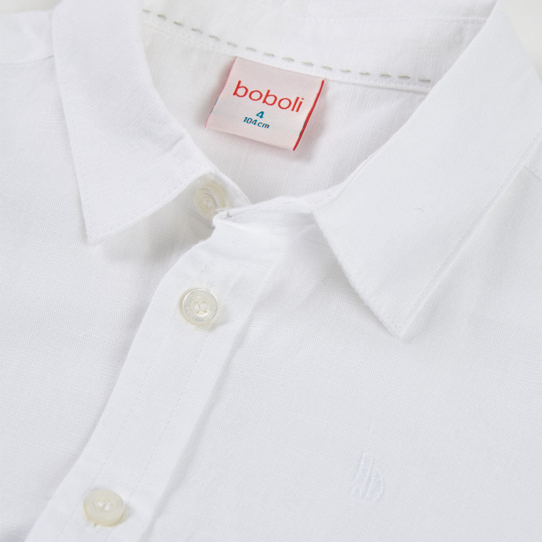 Camicia lino manica corta per ragazzo