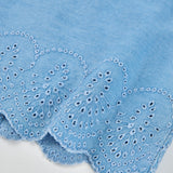 Top denim ricamo per ragazza