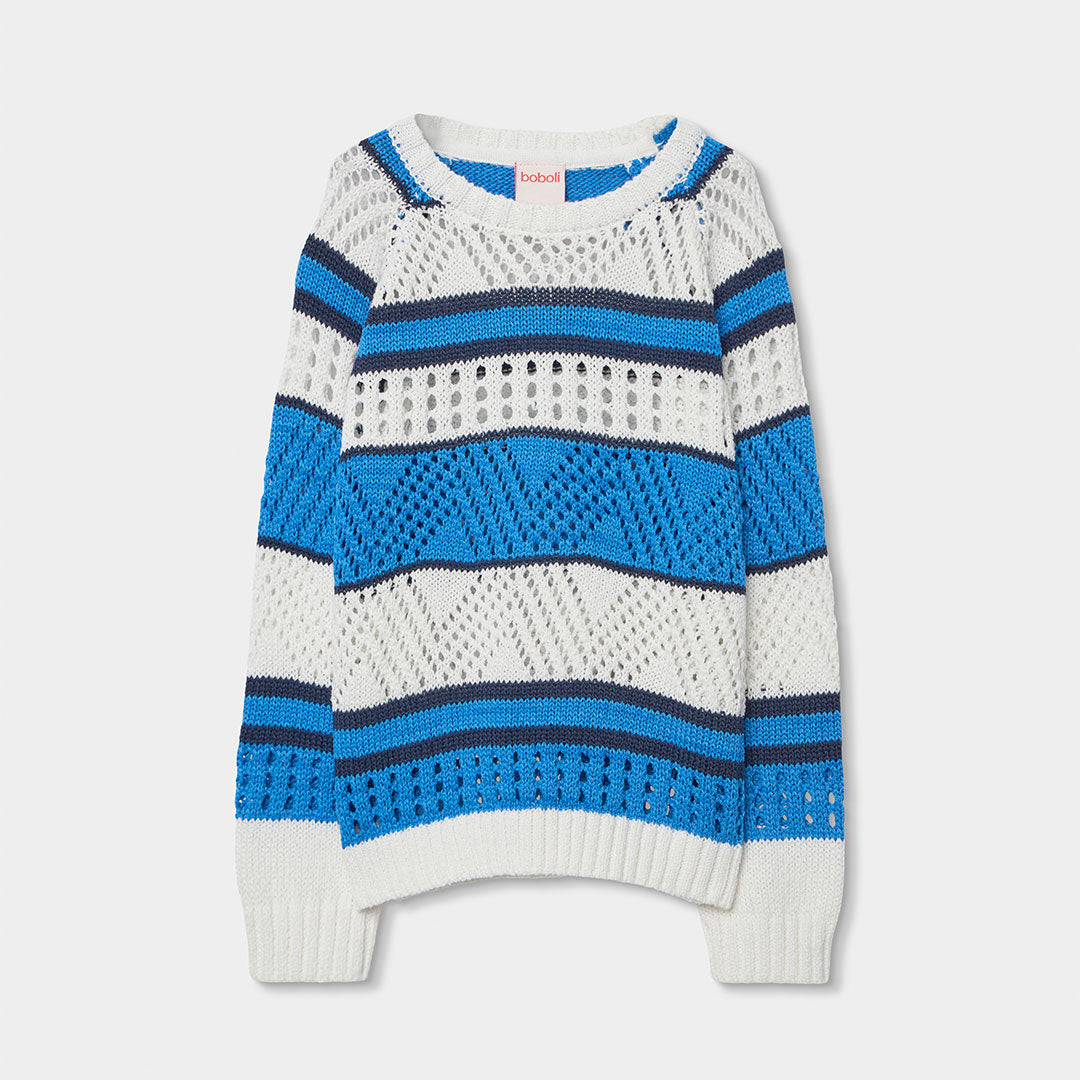 Maglione maglieria a righe per ragazza
