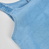 Top denim ricamo per ragazza