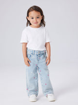Jeans Wide Ricamati Rose Bambina Art. 13250733