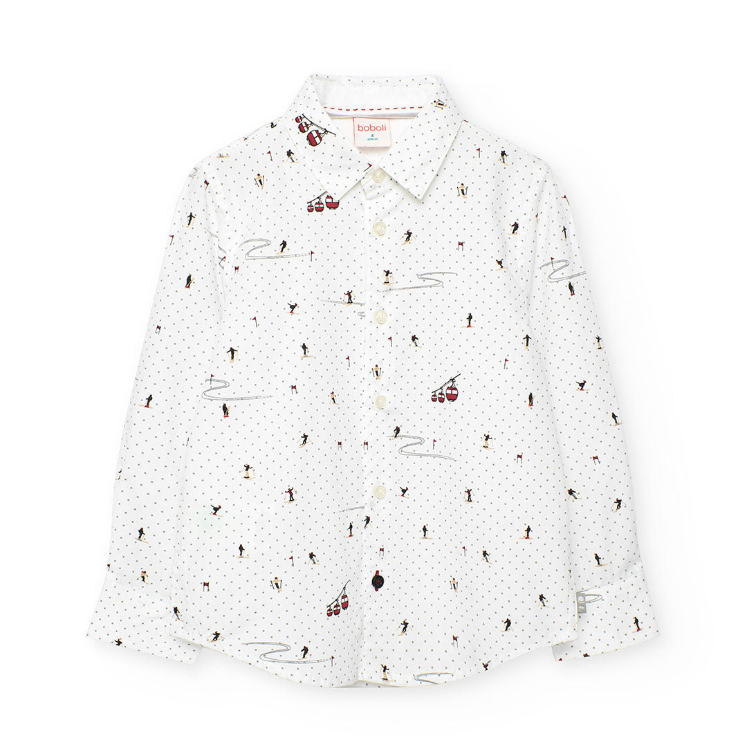 Camicia popelin con stampa per ragazzo