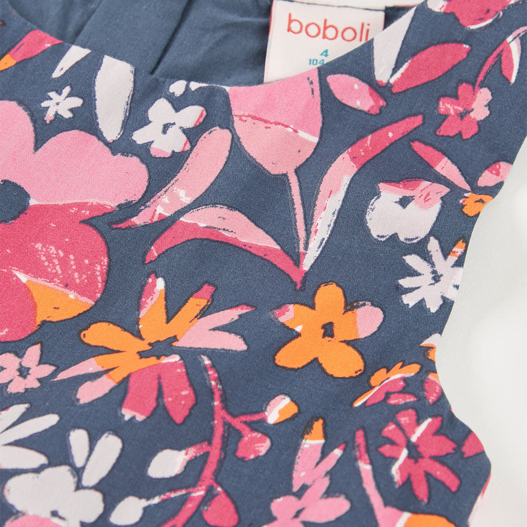 Vestito satin fiori per ragazza