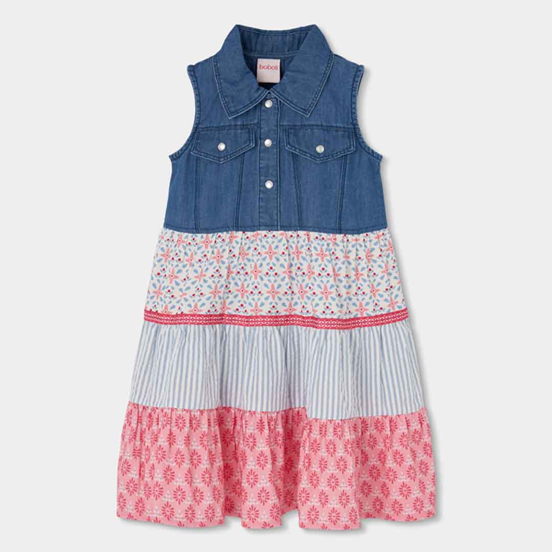 Vestito denim combinato per ragazza